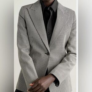 Nili Lotan Marshal Wool Houndstooth Blazer Black & White Women’s 4 Made in USA